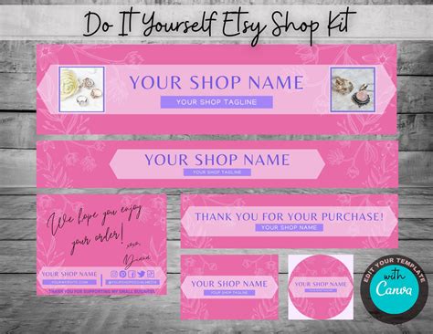 Editable Etsy Banner Etsy Shop Graphics Etsy Branding Kit Etsy Shop Templates DIY Etsy Icons DIY ...