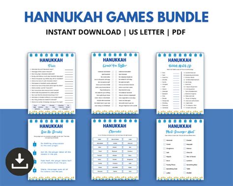 Hanukkah Party Games Bundle, Printable Hanukkah Games, Jewish Games ...