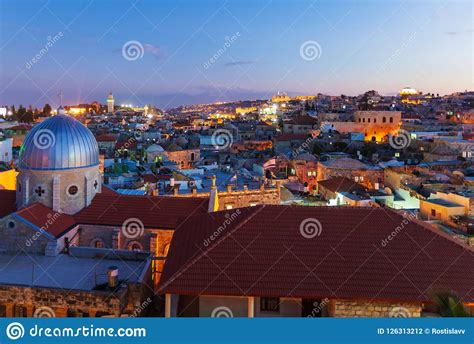 Jerusalem Old City at Night, Israel Stock Photo - Image of evening ...