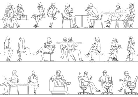 Sitting Person Set DWG, AutoCAD file