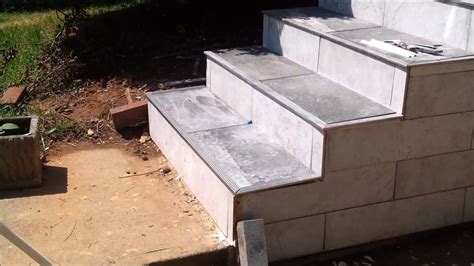 How to Tile An Outdoor Concrete Stairs - Part 3 - Tile Last Stair - Step By Step - YouTube