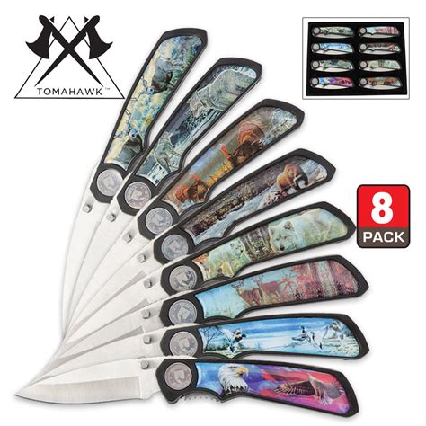 Trophy Master Eight Piece Wildlife Folding Pocket Knife Collection ...