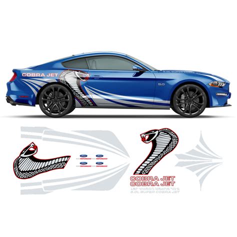 mustang cobra jet decals Silver Blue Metallic