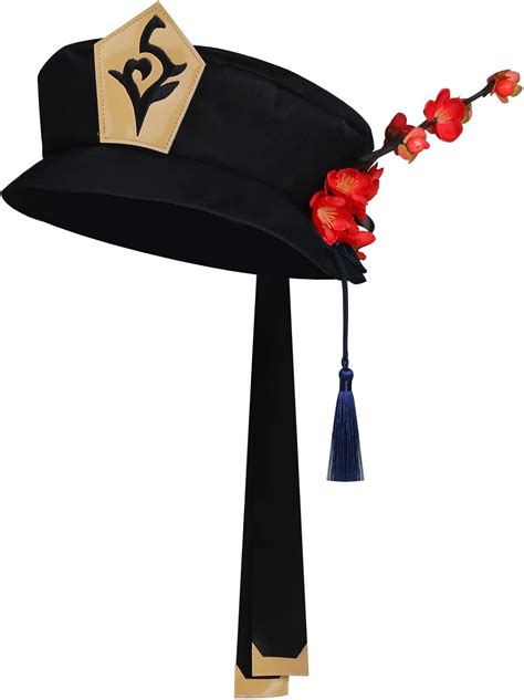 NUWIND Hu Tao Hat Cosplay 3D Flower Tassel Bowknot Black Top Hat Women ...