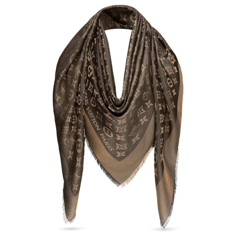 Foulard Louis Vuitton monogram shine Brown Polyester Wool Viscose Satin ...