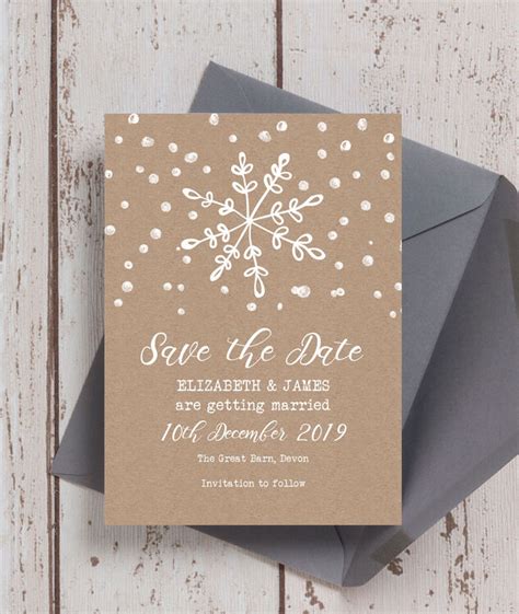 Rustic Winter Snowflake Wedding Save the Date from £0.85 each