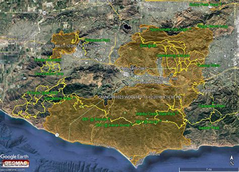 Woolsey Fire Map with Perimeter and Selected Trails - Photography on ...