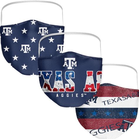 Texas A&M Aggies Branded Adult Patriotic Face Covering 3-Pack | AGGIEED