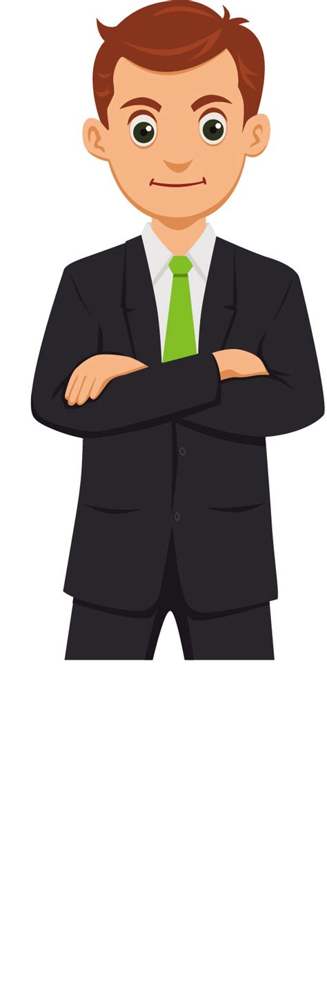 Vector Office Man Standing Businessman Cartoon Character Png Clipart ...