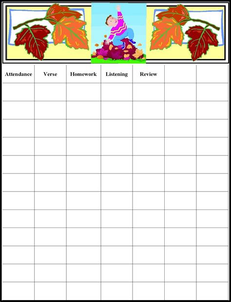 Childrens Gems In My Treasure Box: Sunday School - Attendance Chart - Free Printable Sunday ...