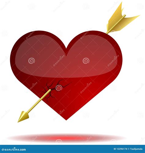 Heart pierced with arrow stock vector. Illustration of celebration - 12296174