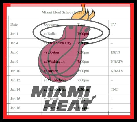 Printable Miami Heat schedule for 2020-21 NBA season - Interbasket