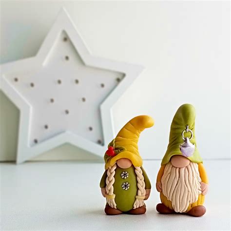 Miniature fairy garden couple gnome/Polymer clay gnomes/Shel - Inspire ...