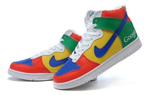 Nike Dunks Custom Design Sneakers : Colorful Leather Nike Dunk High Top Google Shoes