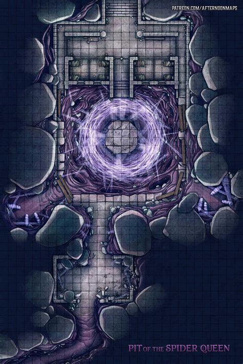 [OC][ART] Pit of the Spider Queen Battle Map - Underdark/Drow themed ...