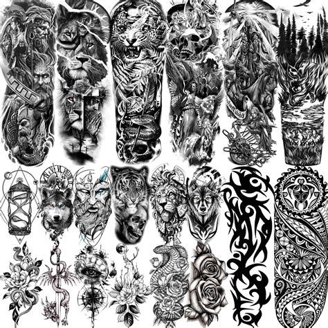 COKTAK 20 Sheets Extra Large Full Arm Temporary Tattoos For Men Adults ...