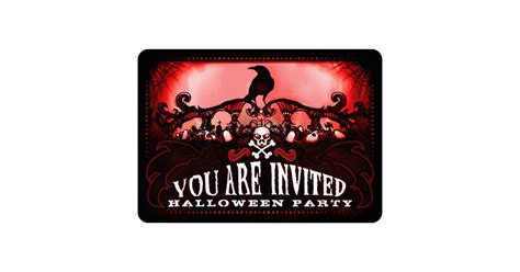 Spooky Red & Black Raven Halloween Party Invite | Zazzle.com