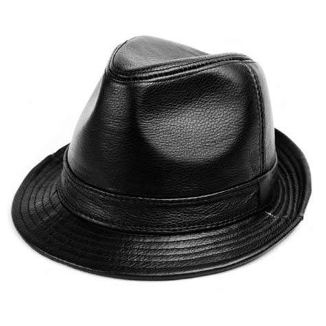 Men Black Calfskin Leather Winter Dress Fedora Hat M L XL SKU-71108003 | Dress fedora, Dress ...