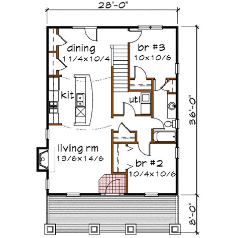 Bungalow Style House Plan - 3 Beds 2 Baths 1460 Sq/Ft Plan #79-206 - Floorplans.com