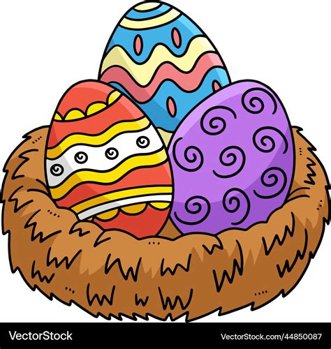 Easter eggs in nest cartoon colored clipart Vector Image