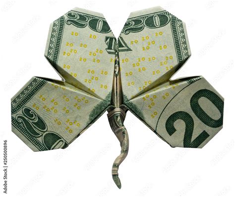 Money Origami Four Leaf CLOVER Shamrock Leaf Symbol Folded with Real 20 ...