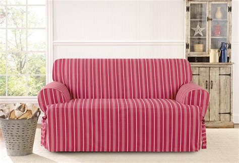 Grain Sack Stripe One Piece Loveseat Slipcover | Loveseat slipcovers, Love seat, Slipcovers for ...