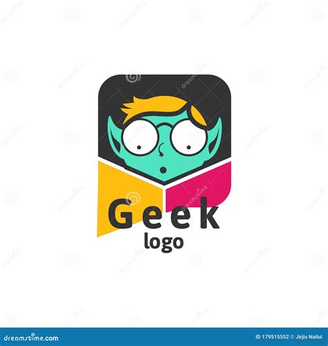 Geek Logo Design Template with Face in Glasses. Vector Illustration Stock Vector - Illustration ...