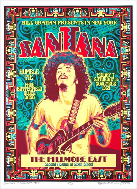 Santana Poster Fillmore East 1969 Historic Artist Edition Hand-Signed ...