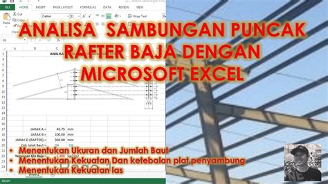 ANALISA STRUKTUR SAMBUNGAN PUNCAK RAFTER BAJA DENGAN MS EXCEL - YouTube