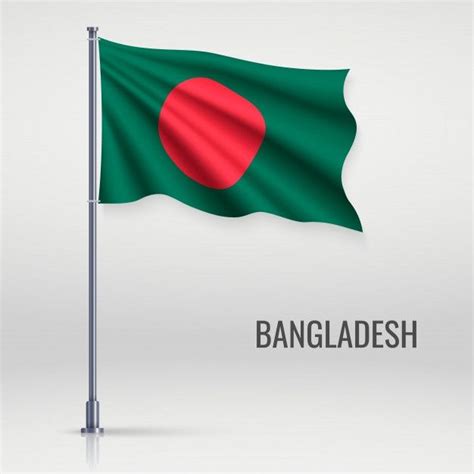 Premium Vector | Waving flag on flagpole in 2024 | Bangladesh flag ...