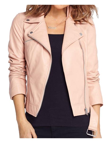 Women's Asymmetrical Baby Pink Leather Jacket - UJackets