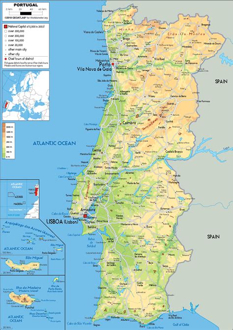 Portugal Map (Physical) - Worldometer