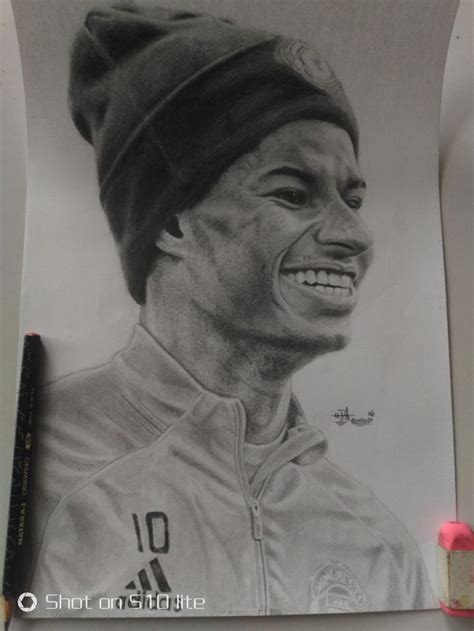 a drawing of a smiling man wearing a beanie