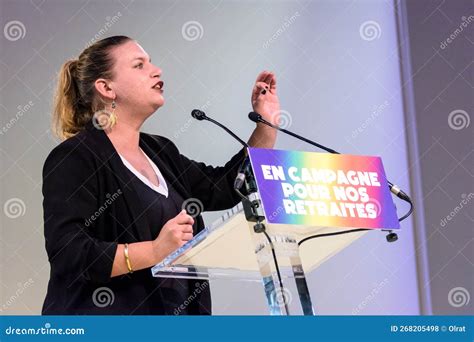 French Left-wing Politician Mathilde Panot Giving a Speech at a Rally ...