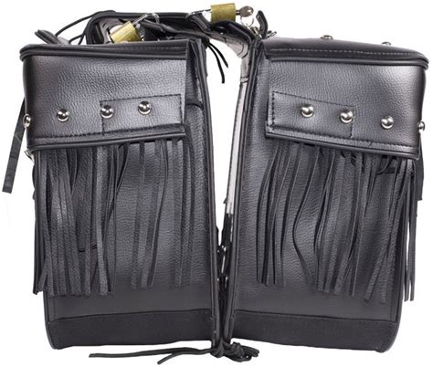 Classic Medium Size Motorcycle Saddlebags with studs conchos fringe