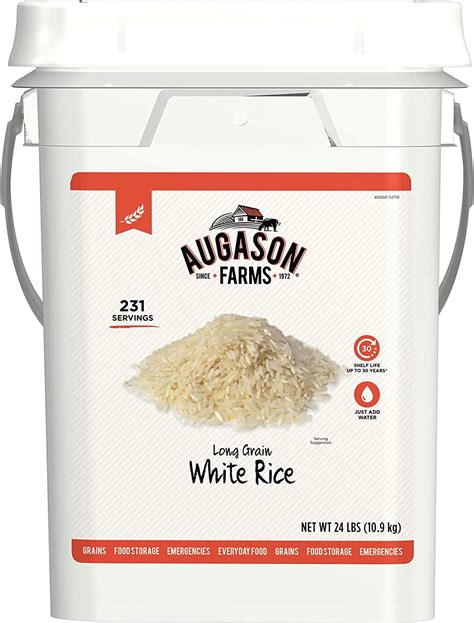 Augason Farms Long Grain White Rice Emergency Food Storage 24 Pound Pail - Walmart.com