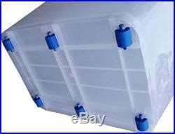10 X 110L Large Plastic Storage Boxes Wheels and Clip Lids | Storage ...