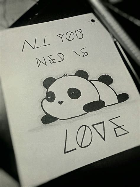 Panda All You Need Is Love Quote Cute Drawing Draw | Cute easy drawings ...