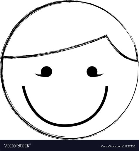 Sketch draw round man face cartoon Royalty Free Vector Image