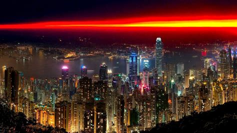 Hong Kong Sunset China City Lights Night HD Background | City wallpaper, City, Golden city