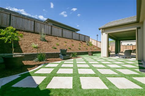 Grass and Pavers Backyard Design Ideas - Contemporary - Patio - San ...