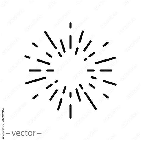 sun rays icon vector, concept with sunburst, thin line symbol on white ...