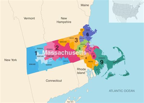 Massachusetts Congressional District Map With Town And City Borders