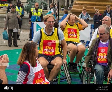 British MP's & British Wheelchair Basketball players playing wheelchair basketball in Trafalgar ...