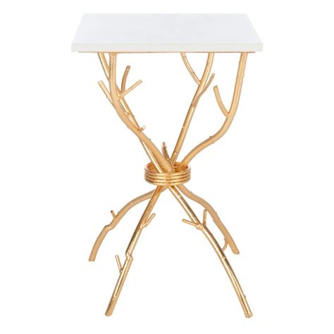 Marble Top Accent Table in White & Gold | Chairish