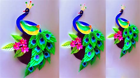 how to make handmade peacock craft ideas for wall hanging / wall ...