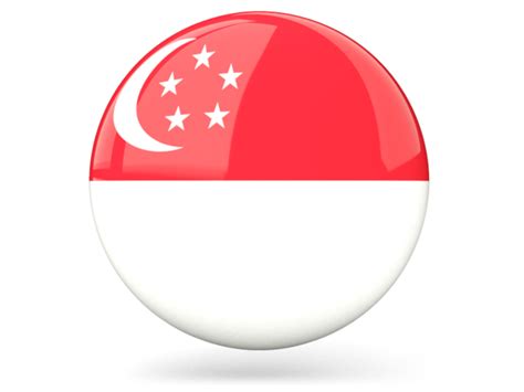 Glossy round icon. Illustration of flag of Singapore