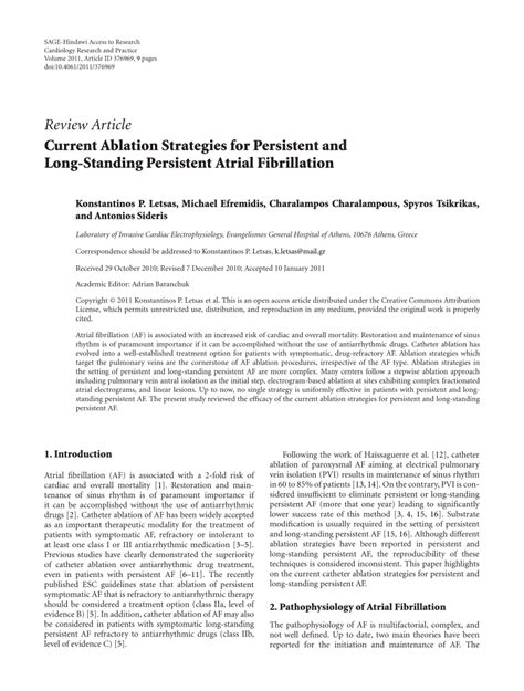 (PDF) Current Ablation Strategies for Persistent and Long-Standing Persistent Atrial Fibrillation