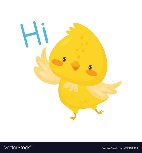 Cute chicken saying hi funny bird cartoon Vector Image