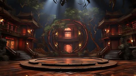 Premium AI Image | Photorealistic Game Show Stage Design East Five Elements